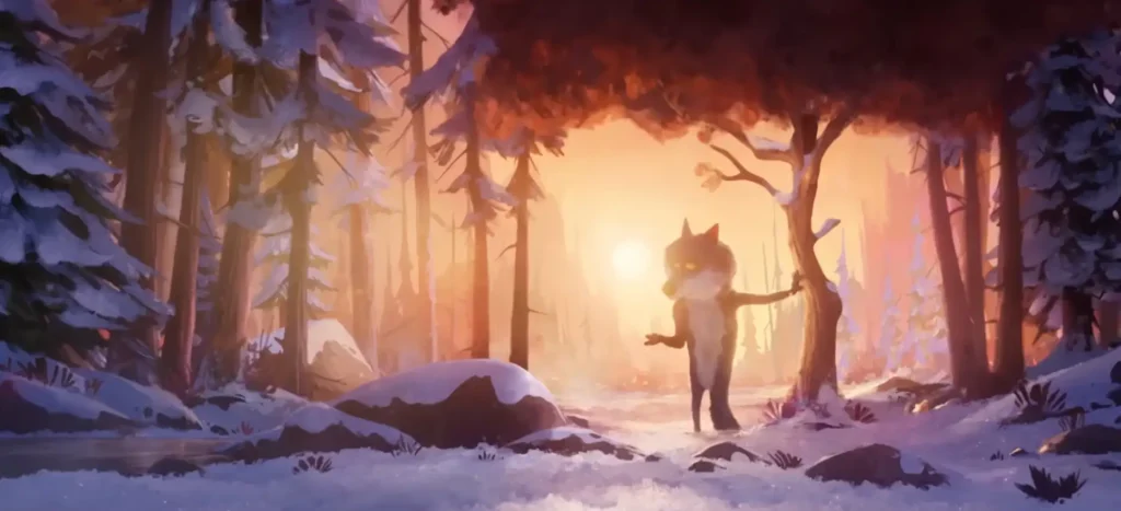 Loup découvrant une lumière dorée Intermarché 2025